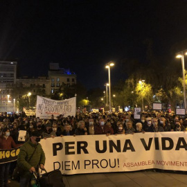 Una imatge de la manifestació celebrada aquest dissabte a Barcelona contra la pujada del preu de l'electricitat.