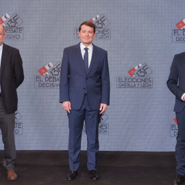 El candidato de Ciudadanos a la Presidencia de la Junta, Francisco Igea; el candidato del PP a la presidencia de Castilla y León, Alfonso Fernández Mañueco, y el candidato del PSOE a la Presidencia de Castilla y León, Luis Tudanca,