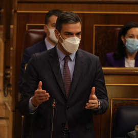 16/03/2022.- El presidente del Gobierno, Pedro Sánchez, interviene en la sesión plenaria de este miércoles. Jesús Hellín / Europa Press