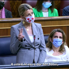 Yolanda Díaz, en la primera sesión de control sin García Egea: "Señor Movellán, a usted le voy a dar dos datos"