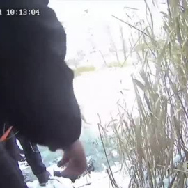 Una mujer es rescatada en Ucrania tras caer junto a su perro en el hielo 