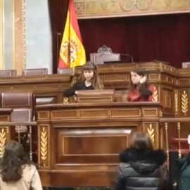 Dos activistas se pegan al atril del Congreso para protestar por el cambio climático