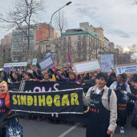 Así transcurre la manifestación del Día de la Mujer en Barcelona