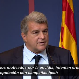 Laporta: "Hay unos ataques feroces para ensuciar nuestro escudo, que no tienen nada que ver con la realidad"
