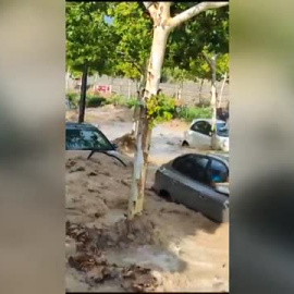 La tromba de agua de ayer en Zaragoza se vivió con especial angustia en la rambla conocida como 'El barranco de la muerte'