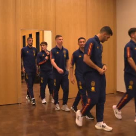 Reunión técnica de la selección en las horas previas al choque contra Noruega