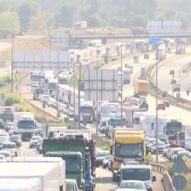 El accidente de un camión lleno de cerdos provoca retenciones kilométricas en Barcelona
