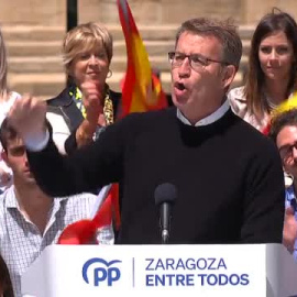 Feijóo pide en Zaragoza el voto "a los socialistas avergonzados" por Sánchez