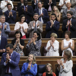 El presidente del Gobierno, Pedro Sánchez (i), durante la segunda jornada del debate sobre el Estado de la Nación este miércoles 13 de julio de 2022 en el Congreso.