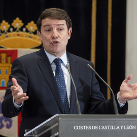 Alfonso Fernández Mañueco durante el acto de toma de posesión como presidente de la Junta de Castilla y León este 19 de abril de 2022.