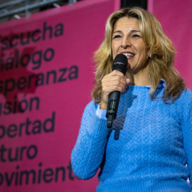 La vicepresidenta segunda del Gobierno y ministra de Trabajo y Economía Social, Yolanda Díaz, durante un acto de su plataforma Sumar en Logroño.