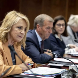 Comparecencia de la presidenta interina del Consejo de Administración de la Corporación RTVE, Elena Sánchez, este martes en el Senado en Madrid.