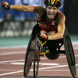 La atleta paralímpica Marieke Vervoort, en una carrera en Doha el año pasado. AFP