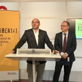 Lluís Guinó i Jordi Turull han presentat l'acte institucional de la Diada. EUROPA PRESS