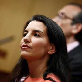 La representante de Vox Rocío Monasterio durante una rueda de prensa en la Asamblea de Madrid. (MARISCAL | EFE)