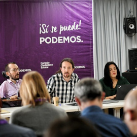 Pablo Iglesias durante una intervención en un Consejo Ciudadano Estatal de Podemos / Daniel Gago - Podemos