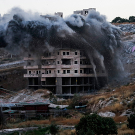 Una de las viviendas palestinas demolidas.- AFP