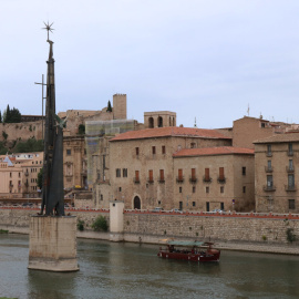 El monument franquista de l'Ebre a Tortosa. Imatge del 23 de maig del 2021