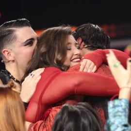 Bea celebrando ser la 'Nómada favorita' en la gala 3 de OT 2023. Foto: Prime Video.