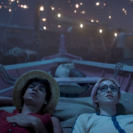 Fotograma de 'One Piece' donde se ve a Luffy (interpretado por Iñaki Godoy) y Coby (interpretado por Morgan Davis). Foto: Netflix.