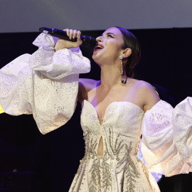 Blanca Paloma, la representante española en Eurovisión, actúa en el concierto de despedida previo a su viaje a Liverpool.- Sergio Pérez / EFE
