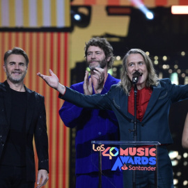 Gary Barlow, Mark Owen y Howard Donald, miembros de la banda Take That. Foto: Víctor Lerena (Los40)