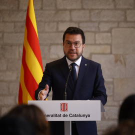 El expresident de la Generalitat, Pere Aragonès, durante una rueda de prensa tras la reunión semanal del Consell Executiu, en el Palau de la Generalitat, a 6 de agosto de 2024,