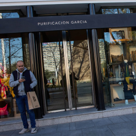 Fachada y escaparates de una tienda Purificación García, en el madrileño barrio de Salamanca.