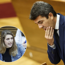 Montaje con fotos de Paula Espinosa (Compromís) y Carlos Mazón (PP), esta última de Europa Press.