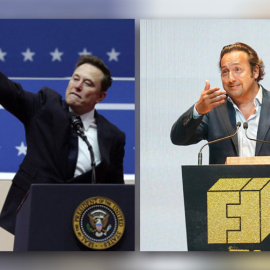 Elon Musk y su polémico gesto, y en otra imagen de archivo, Iker Jiménez.