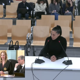 Fotograma de Jenni Hermoso declarando en el juicio a Rubiales