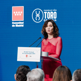 La presidenta de la Comunidad de Madrid, Isabel Díaz Ayuso, interviene durante la presentación del Premio Nacional de Tauromaquia, en la Real Casa de Correos, a 30 de enero de 2025.