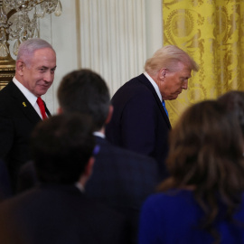 El primer ministro israelí, Benjamin Netanyahu, junto al presidente de EEUU, Donald Trump, en la Casa Blanca.