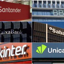 Los logos de los seis bancos del Ibex 35.