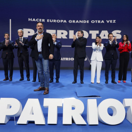 El líder de Vox y presidente de los Patriots, Santiago Abascal, clausura la primera cumbre de Patriots en Madrid, en la que han participado el primer ministro de Hungría, Viktor Orban, la francesa Marine Le Pen y el italiano Matteo Salvini, entre otros.