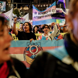 Manifestantes a favor de los derechos de las personas trans. Archivo.