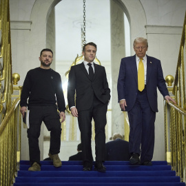 Imagen del 7 de diciembre pasado. Zelensky, Macron y Trump.