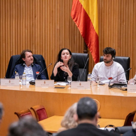 De izquierda a derecha, Estrella Galán, Pasquale Tridico, Leïla Chaibi, Kemal Bilmez y Virginia Pérez Alonso.
