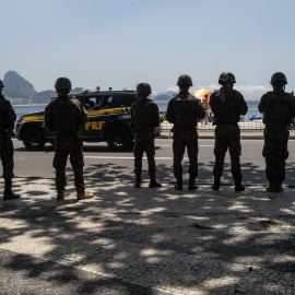 Militares del ejército de Brasil durante la cumbre del G20 en Río de Janeiro el 19 de noviembre de 2024.