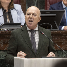 El diputado de Vox Antonio Martínez Nieto durante su intervención en la Asamblea Regional de Murcia, a 25 de febrero de 2025.