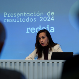La presidenta de Redeia, Beatriz Corredor, durante la presentación de resultados de 2025.