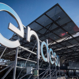 El logo de la energética Endesa en su sede en Madrid.