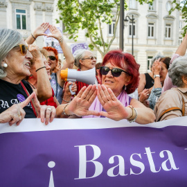 Imagen de archivo de la concentración convocada por 135 organizaciones feministas ante el Tribunal Supremo de Madrid para protestar por la condena de los miembros de La Manada, a 21 de junio de 2019.