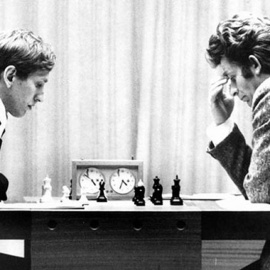 Bobby Fischer y Boris Spassky en Islandia en 1972.