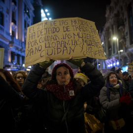 Decenas de mujeres durante la manifestación convocada por el Movimiento Feminista de Madrid por el Día Internacional de la Mujer, a 8 de marzo de 2024, en Madrid (España). Imagen de archivo.