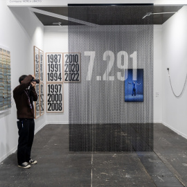 Preparativos de la galería de Olalla Gómez Valdericeda & Ramón Mateos para  la feria de Arte Contemporáneo (ARCO) 2025, en Ifema Madrid, esta pasado martes.