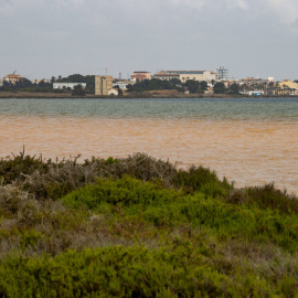 Desembocadura de la Rambla del Albujón al mar Menor tras las lluvias caídas en los últimos días, a 7 de marzo de 2025.