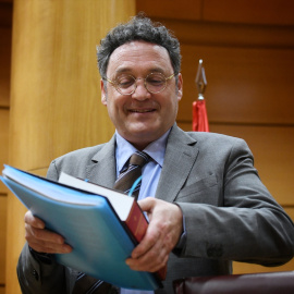 El Fiscal General del Estado, Álvaro García Ortiz, durante su comparecencia en la Comisión de Justicia, en el Senado, a 18 de febrero de 2025.