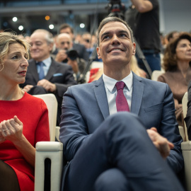 Yolanda Díaz y Pedro Sánchez, durante la entrega de los 'XI Premios Cepyme 2024', el 5 de marzo de 2025.