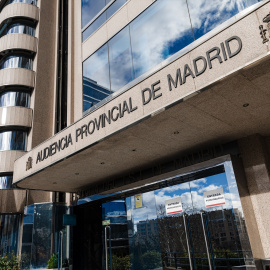 Imagen de archivo de la fachada de la Audiencia Provincial, a 12 de febrero de 2024, en Madrid.